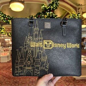 Dooney & Bourke Disney Sleeping Beauty Castle Shoulder Bag Tote Black‎ And Gold